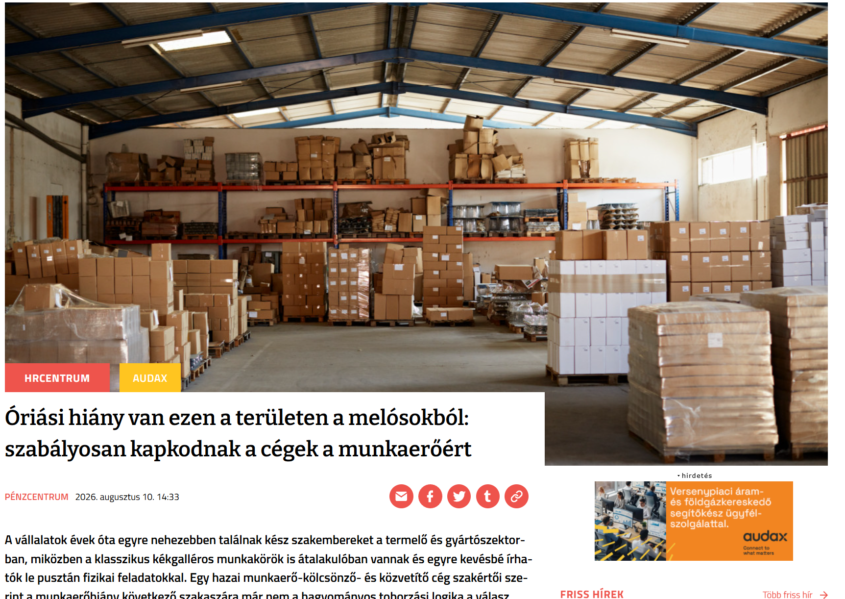 Óriási hiány van ezen a területen a melósokból